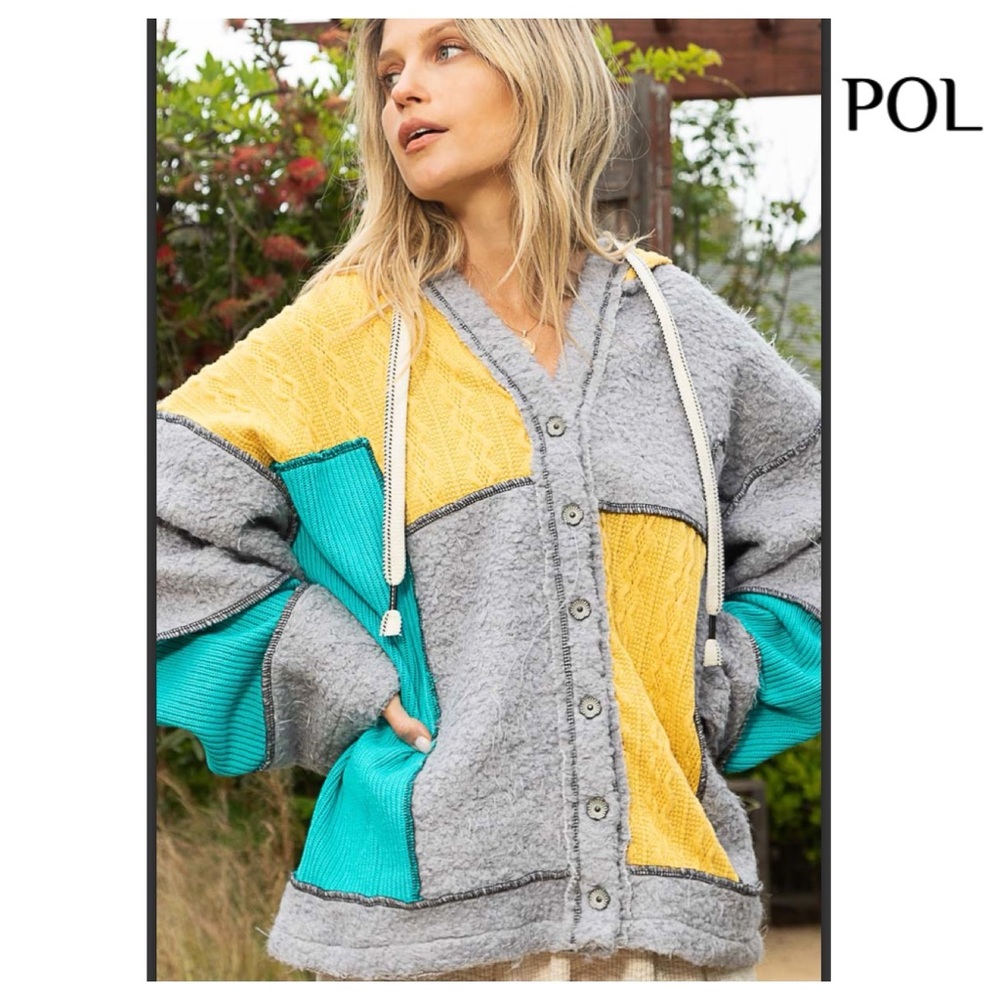 POL hooded Sherpa fleece jacket